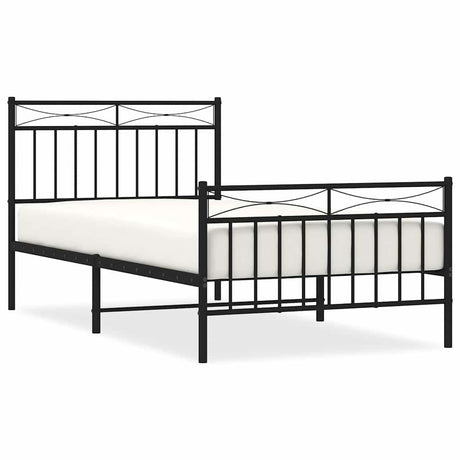 Vidaxl bedframe met hoofd- en voeteneinde metaal zwart 100x190 cm