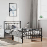 Vidaxl bedframe met hoofd- en voeteneinde metaal zwart 100x190 cm