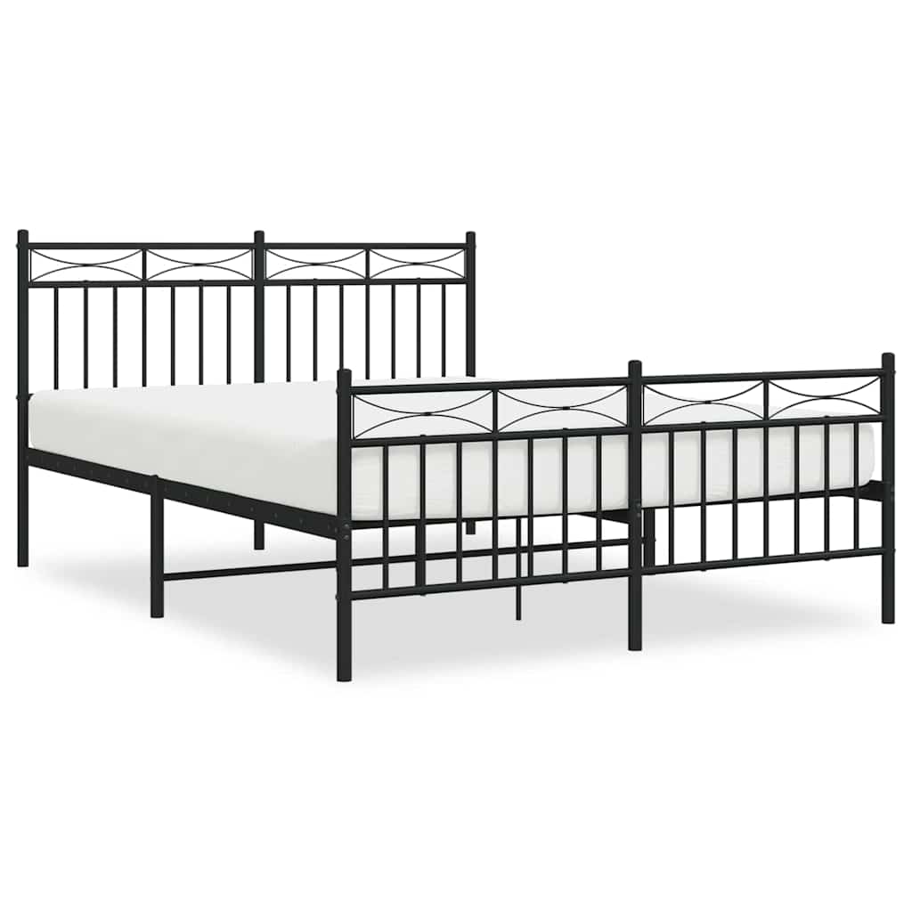 Vidaxl bedframe met hoofd- en voeteneinde metaal zwart 135x190 cm