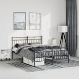 Vidaxl bedframe met hoofd- en voeteneinde metaal zwart 135x190 cm