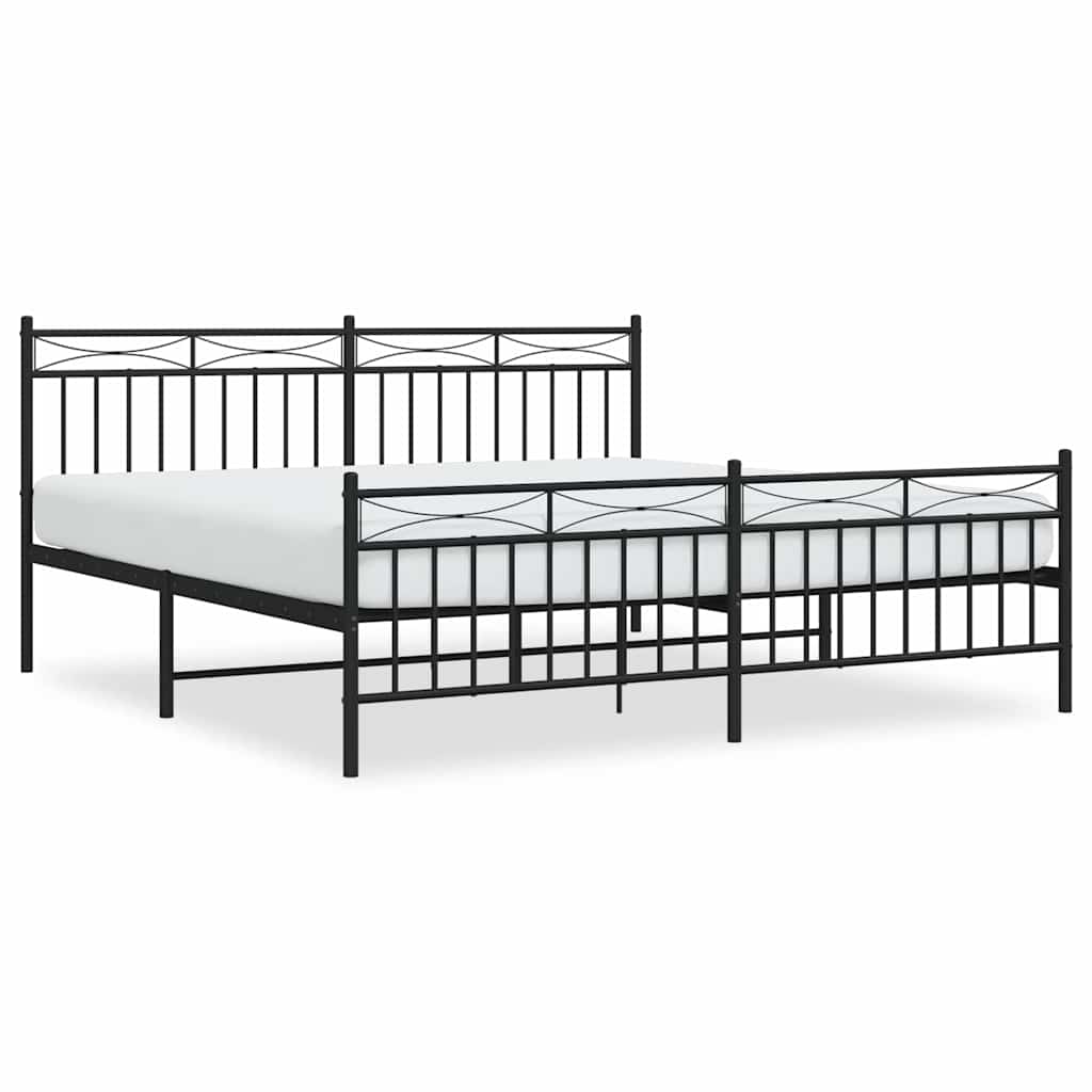 Vidaxl bedframe met hoofd- en voeteneinde metaal zwart 183x213 cm
