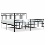 Vidaxl bedframe met hoofd- en voeteneinde metaal zwart 183x213 cm