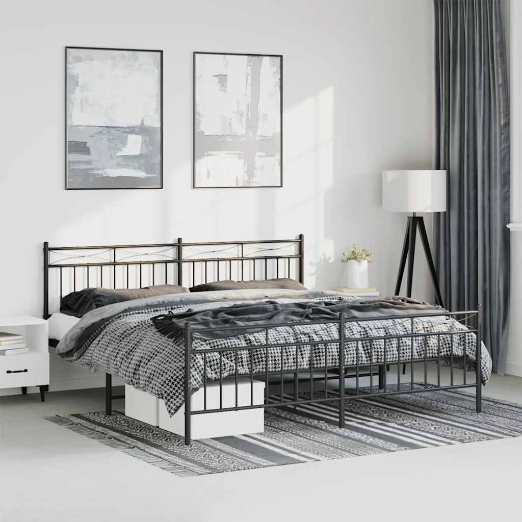 Vidaxl bedframe met hoofd- en voeteneinde metaal zwart 183x213 cm
