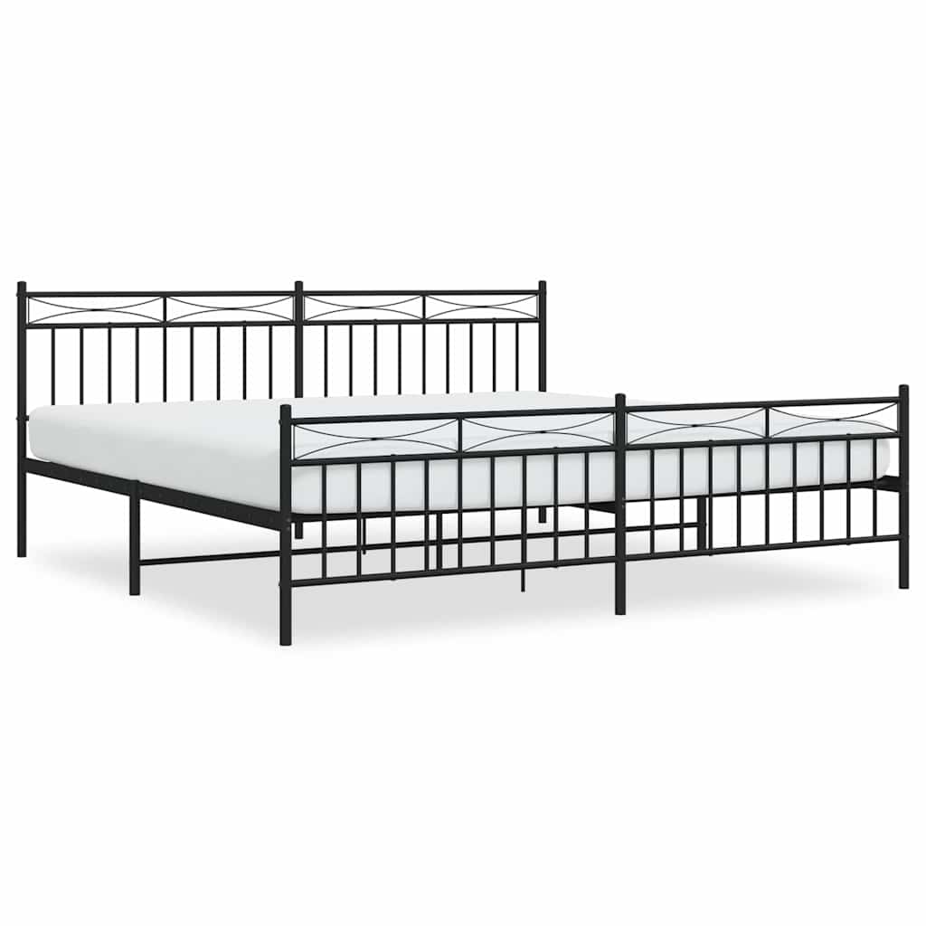Vidaxl bedframe met hoofd- en voeteneinde metaal zwart 193x203 cm