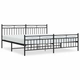 Vidaxl bedframe met hoofd- en voeteneinde metaal zwart 193x203 cm
