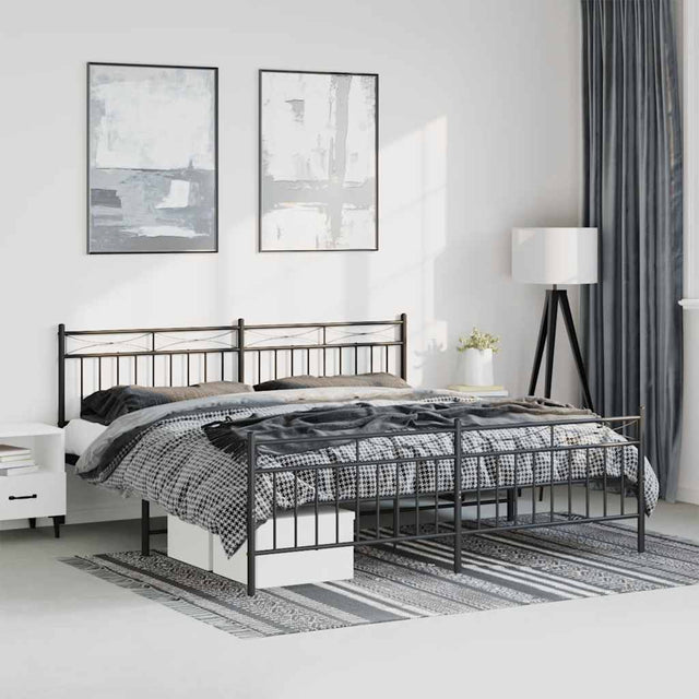 Vidaxl bedframe met hoofd- en voeteneinde metaal zwart 193x203 cm