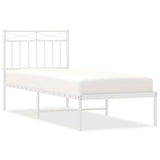 Vidaxl bedframe met hoofdbord zonder matras metaal wit 75x190 cm