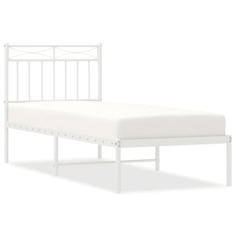 Vidaxl bedframe met hoofdbord zonder matras metaal wit 75x190 cm