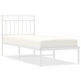 Vidaxl bedframe met hoofdbord metaal wit 80x200 cm