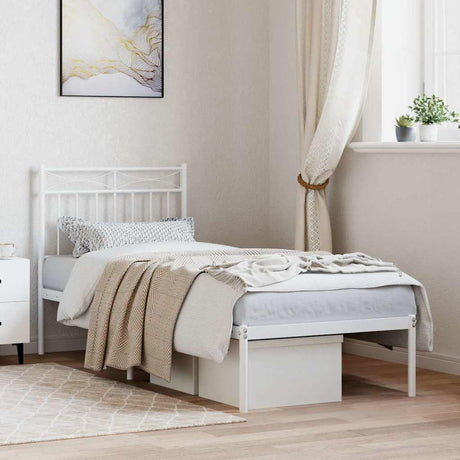 Vidaxl bedframe met hoofdbord metaal wit 80x200 cm