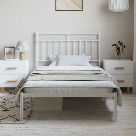 Vidaxl bedframe met hoofdbord metaal wit 100x200 cm