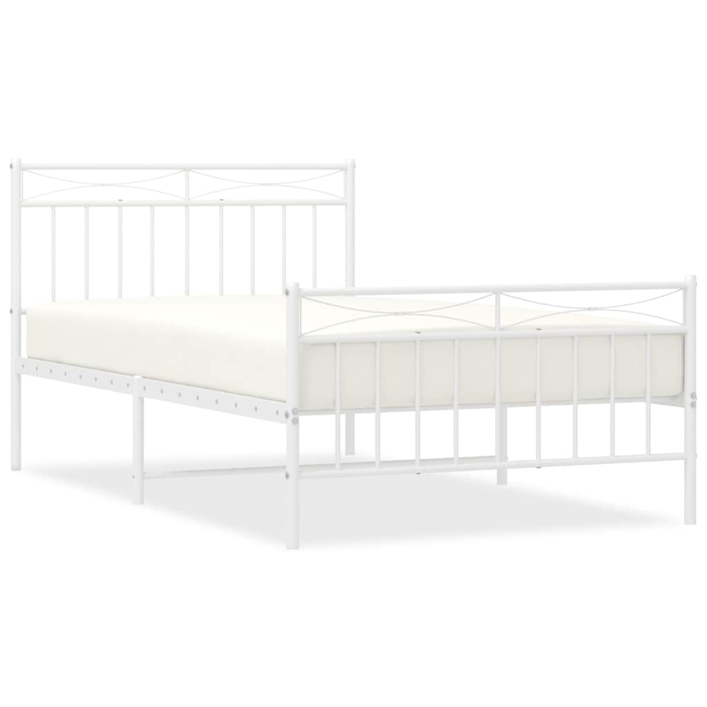 Vidaxl bedframe met hoofd- en voeteneinde metaal wit 100x200 cm