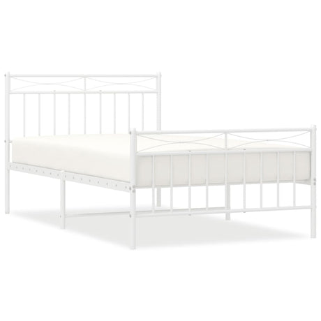 Vidaxl bedframe met hoofd- en voeteneinde metaal wit 107x203 cm