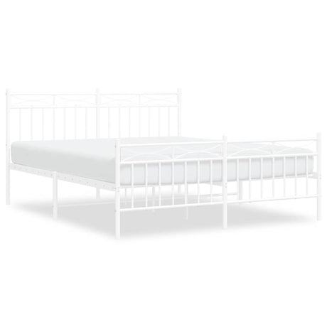 Vidaxl bedframe met hoofd- en voeteneinde metaal wit 150x200 cm
