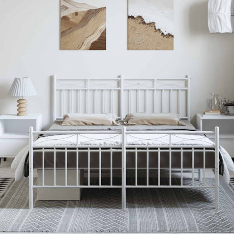 Vidaxl bedframe met hoofd- en voeteneinde metaal wit 150x200 cm