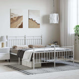 Vidaxl bedframe met hoofd- en voeteneinde metaal wit 150x200 cm