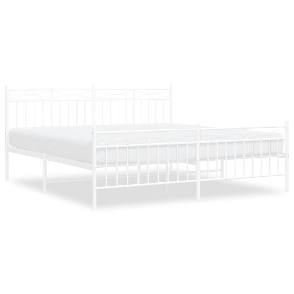Vidaxl bedframe met hoofd- en voeteneinde metaal wit 183x213 cm