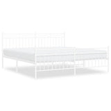 Vidaxl bedframe met hoofd- en voeteneinde metaal wit 183x213 cm
