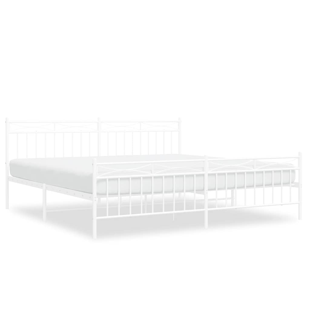 Vidaxl bedframe met hoofd- en voeteneinde metaal wit 193x203 cm