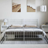 Vidaxl bedframe met hoofd- en voeteneinde metaal wit 193x203 cm