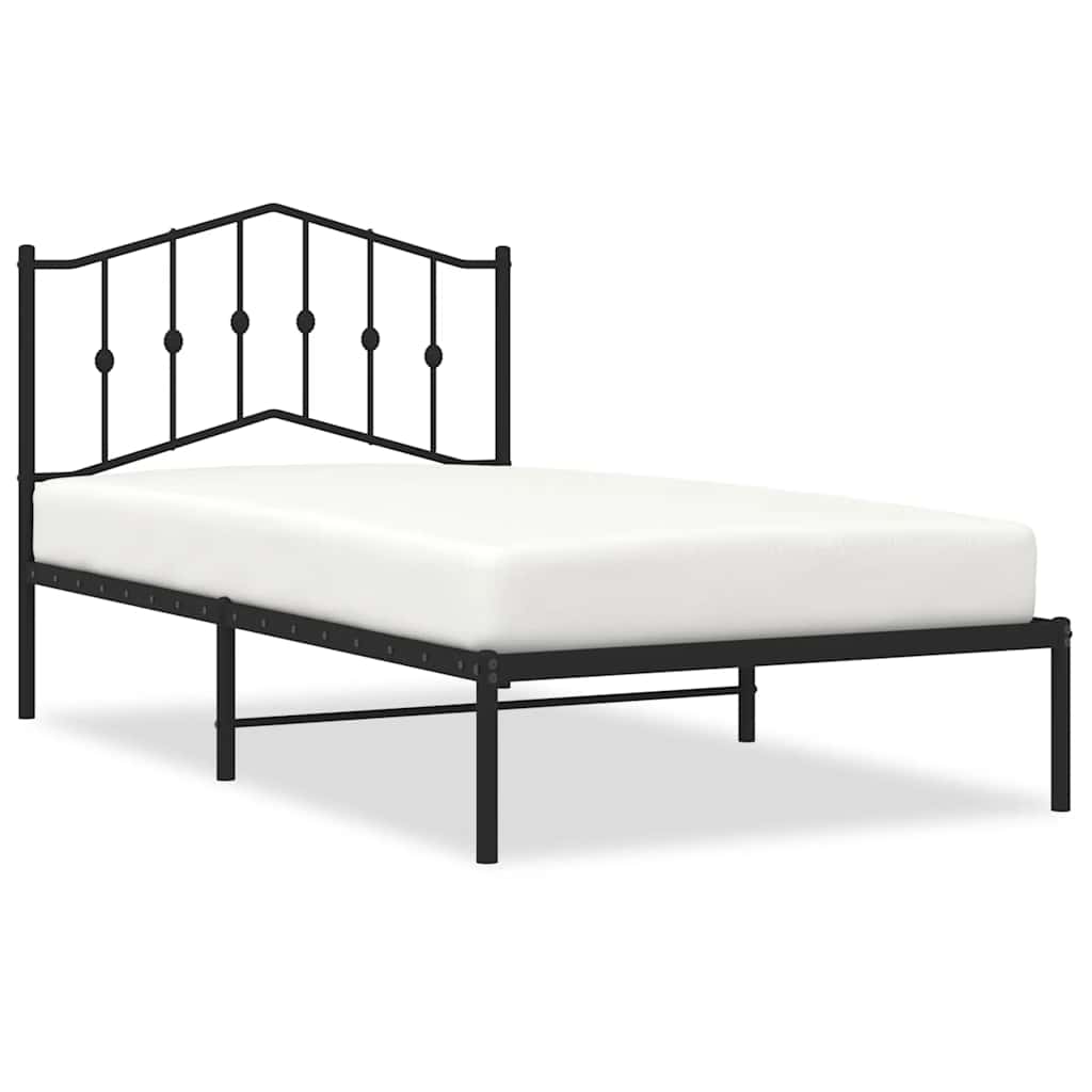 Vidaxl bedframe met hoofdbord metaal zwart 100x190 cm