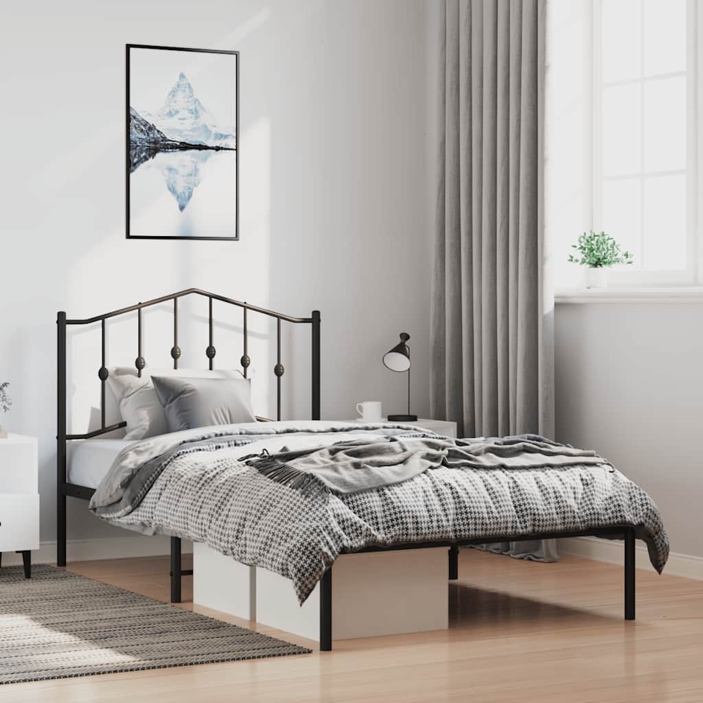 Vidaxl bedframe met hoofdbord metaal zwart 100x190 cm