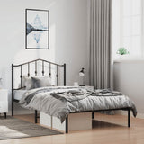 Vidaxl bedframe met hoofdbord metaal zwart 100x190 cm