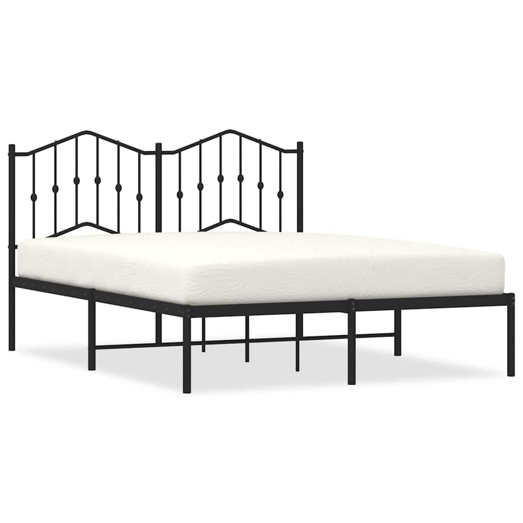 Vidaxl bedframe met hoofdbord metaal zwart 135x190 cm