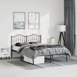 Vidaxl bedframe met hoofdbord metaal zwart 135x190 cm