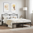 Vidaxl bedframe met hoofdbord metaal zwart 140x190 cm