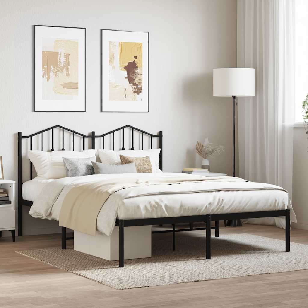 Vidaxl bedframe met hoofdbord metaal zwart 140x190 cm