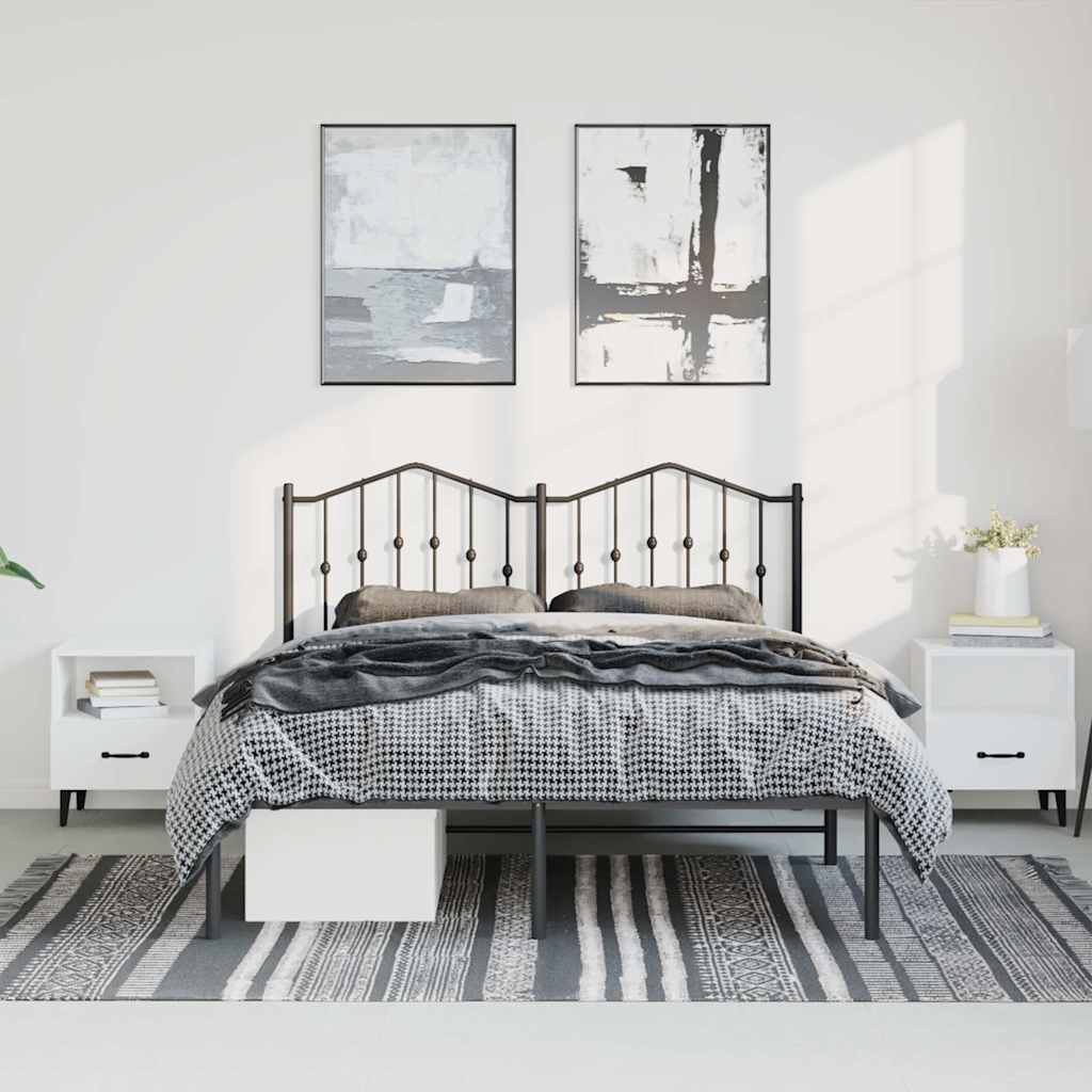 Vidaxl bedframe met hoofdbord metaal zwart 150x200 cm