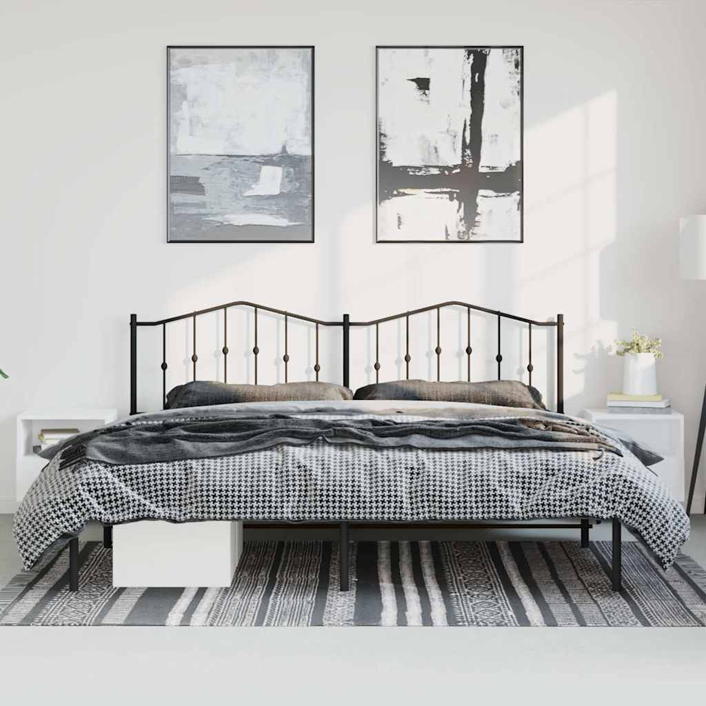 Vidaxl bedframe met hoofdbord metaal zwart 183x213 cm