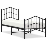 Vidaxl bedframe met hoofd- en voeteneinde metaal zwart 75x190 cm