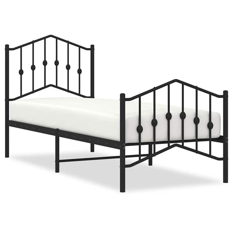 Vidaxl bedframe met hoofd- en voeteneinde metaal zwart 75x190 cm