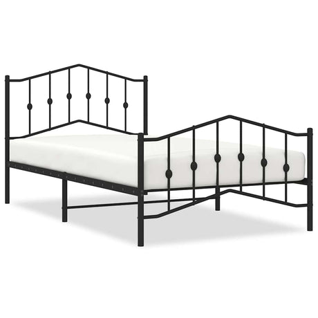 Vidaxl bedframe met hoofd- en voeteneinde metaal zwart 107x203 cm