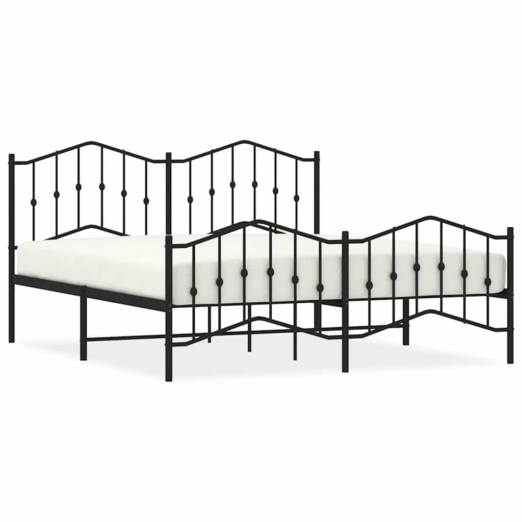 Vidaxl bedframe met hoofd- en voeteneinde metaal zwart 183x213 cm