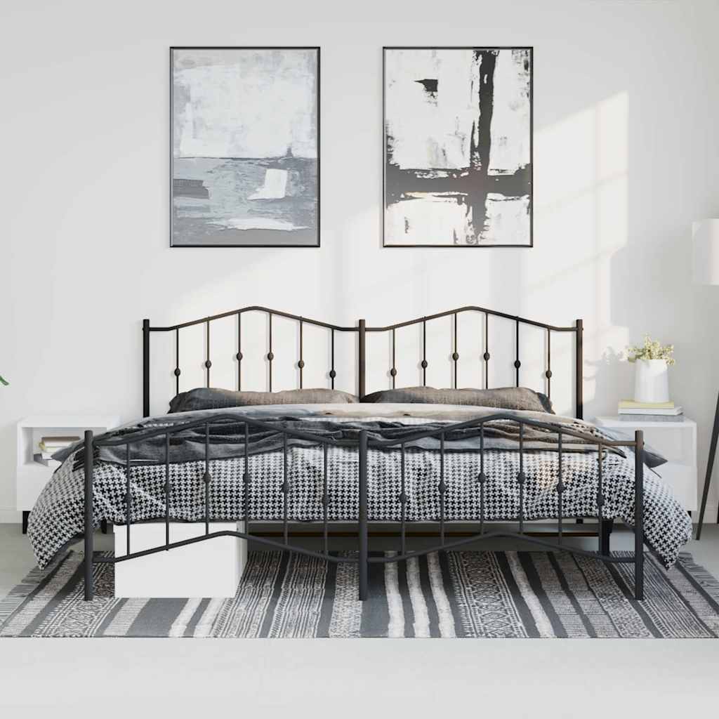 Vidaxl bedframe met hoofd- en voeteneinde metaal zwart 183x213 cm