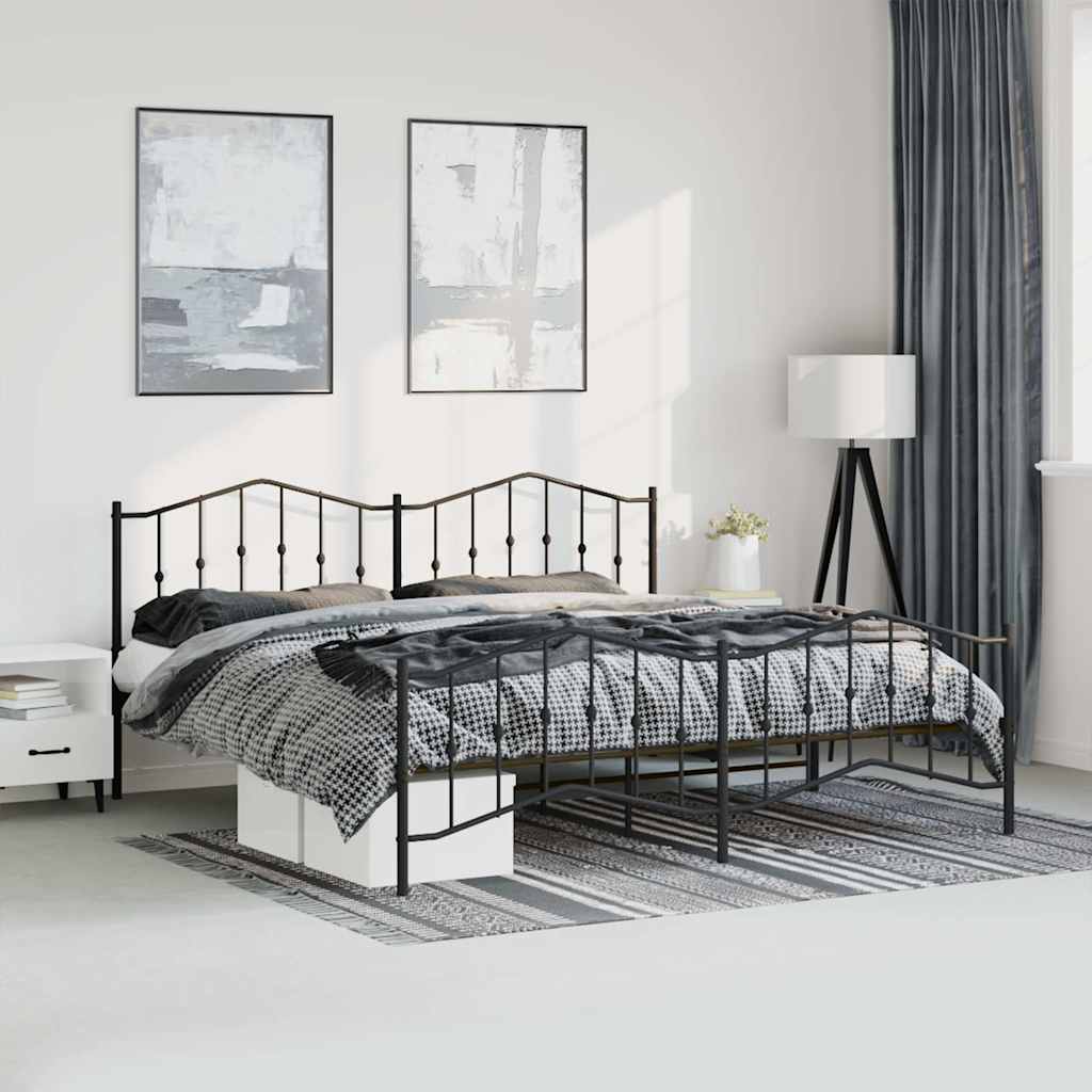 Vidaxl bedframe met hoofd- en voeteneinde metaal zwart 183x213 cm