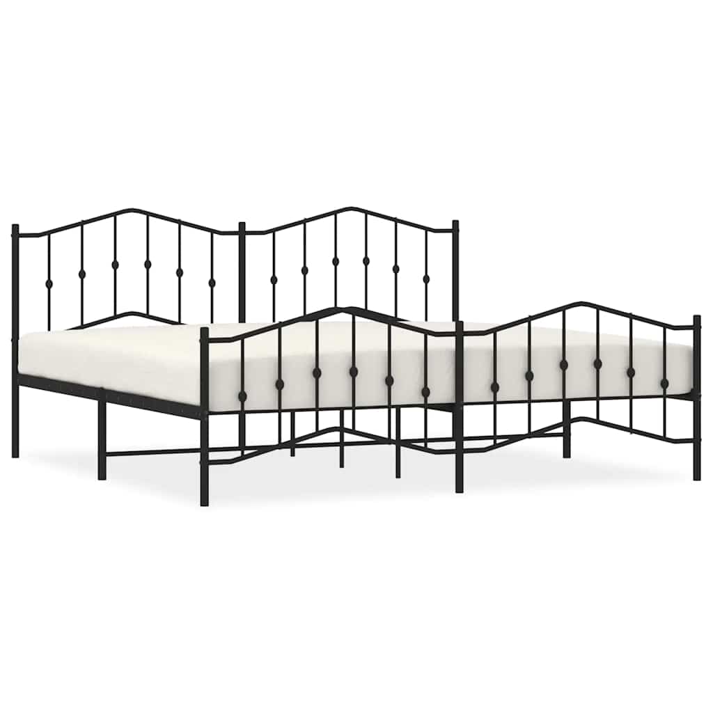 Vidaxl bedframe met hoofd- en voeteneinde metaal zwart 193x203 cm