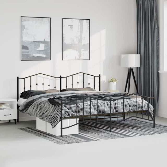 Vidaxl bedframe met hoofd- en voeteneinde metaal zwart 193x203 cm