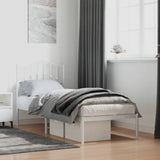 Vidaxl bedframe met hoofdbord zonder matras metaal wit 75x190 cm