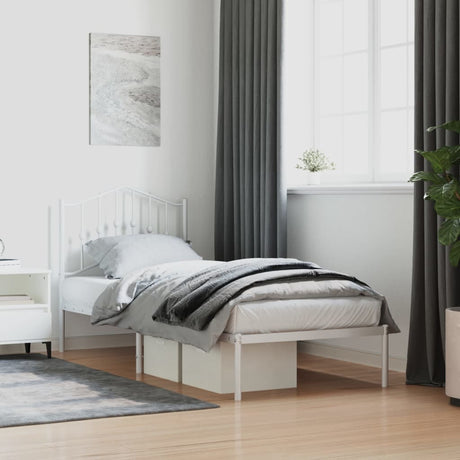 Vidaxl bedframe met hoofdbord metaal wit 90x190 cm