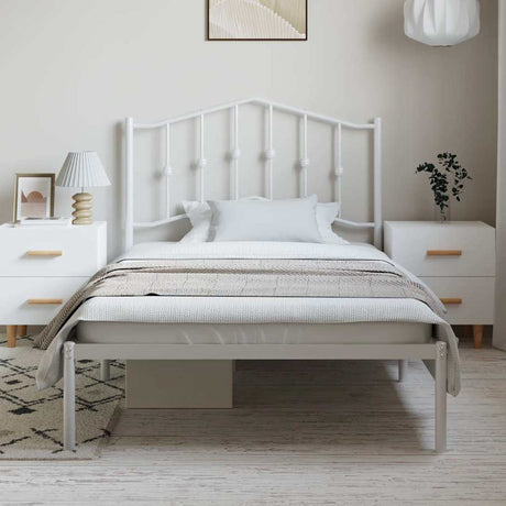 Vidaxl bedframe met hoofdbord metaal wit 100x200 cm