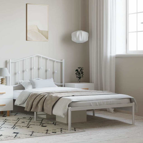 Vidaxl bedframe met hoofdbord metaal wit 100x200 cm