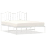Vidaxl bedframe met hoofdbord metaal wit 135x190 cm