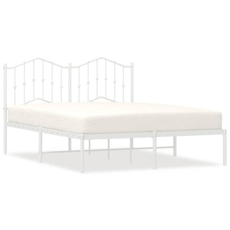 Vidaxl bedframe met hoofdbord metaal wit 150x200 cm