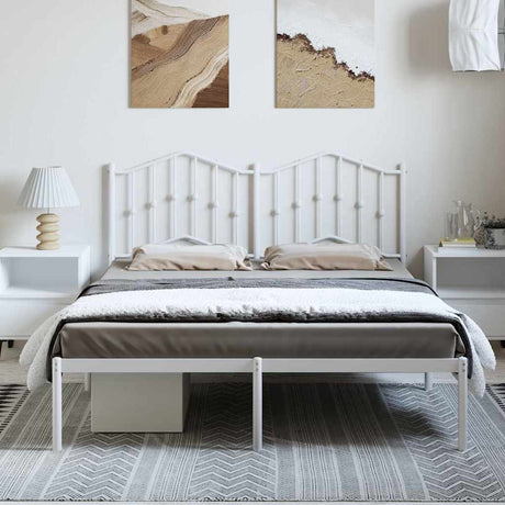 Vidaxl bedframe met hoofdbord metaal wit 150x200 cm