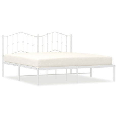 Vidaxl bedframe met hoofdbord metaal wit 160x200 cm