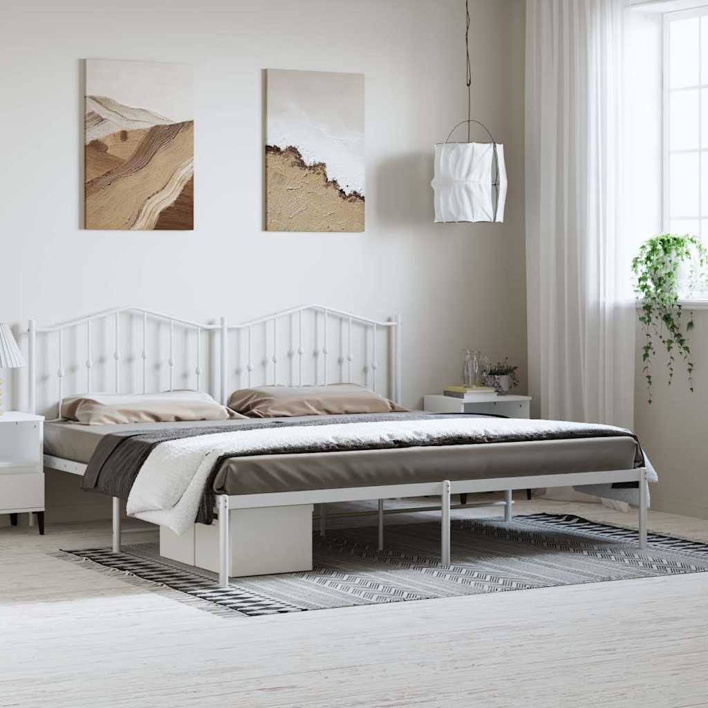 Vidaxl bedframe met hoofdbord metaal wit 183x213 cm